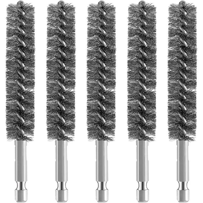 Stainless Steel Bore Brush Wire Brush For Power Drill Cleaning Wire Brush Stainless Steel Brush With Hex Shank Handl